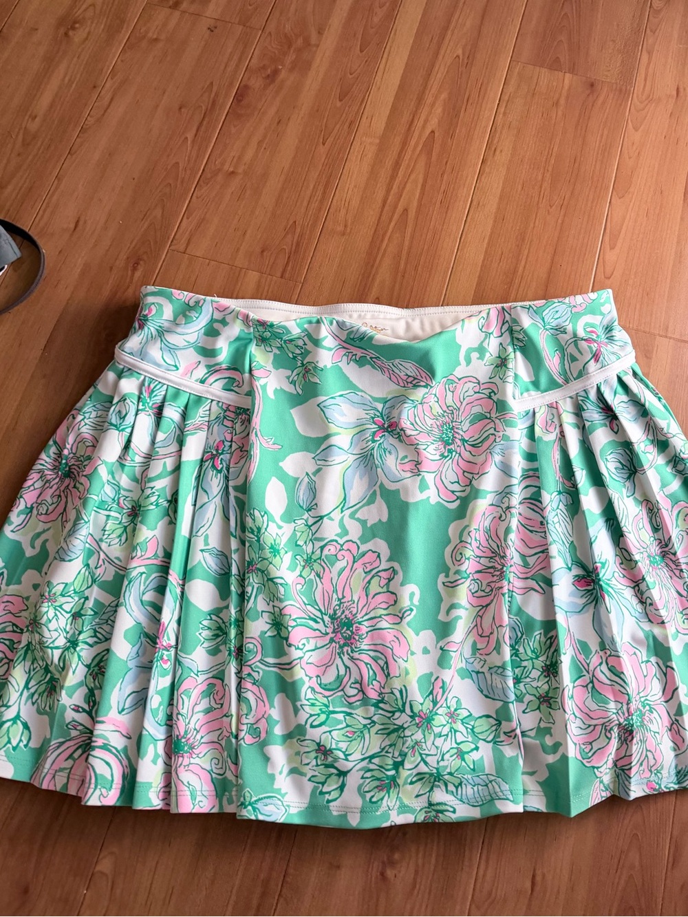 Lilly Pulitzer Mint Green & Pink Floral Skater Skirt
